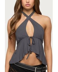 Edikted - Dafnie Split Front Crisscross Halter Top - Lyst