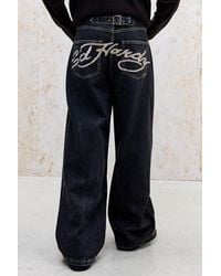 Ed Hardy - Uo Exclusive Black Slub Twist Jeans - Lyst