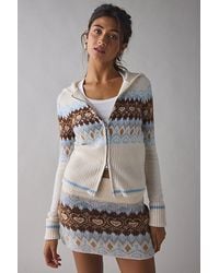 BDG - Monet Fair Isle Knit Zip-Up Hoodie Sweater - Lyst
