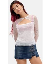 Silence + Noise - Silence + Noise Lucille Lace Keyhole Long Sleeve Top - Lyst