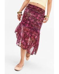 Urban Outfitters - Uo Pink Asymmetric Tile Midi Skirt - Lyst