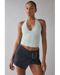 Urban Outfitters - Uo Luna Mixed Lace Trim Plunge Halter Top - Lyst