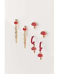 Urban Outfitters Icon Rhinestone Earring Set - Red