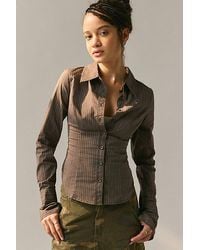 Urban Outfitters - Uo Leilani Slim Button Up Shirt Top - Lyst
