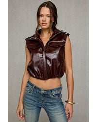 Steve Madden - Luxie Funnel Neck Faux Leather Vest Jacket - Lyst