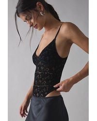 Out From Under - Je T'Aime Semi-Sheer Flocked Mesh Bodysuit - Lyst