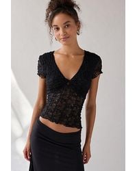 Kimchi Blue - Maisie Sheer Lace Twist-Front Crop Top - Lyst