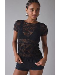 Kimchi Blue - Miley Sheer Lace Smocked Crop Top - Lyst