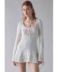 Kimchi Blue - Catherine Pointelle Knit Babydoll Tunic Sweater - Lyst