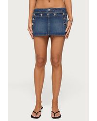 Edikted - Fridie Buttoned Denim Mini Skort - Lyst