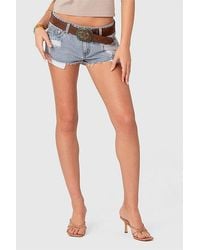 Edikted - Devin Low Rise Micro Denim Shorts - Lyst