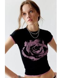 Urban Outfitters - Rose Lettuce Edge Baby Tee - Lyst