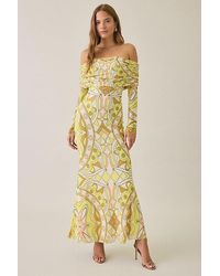 AFRM - Thelma Mesh Off-The-Shoulder Ruched Maxi Dress - Lyst