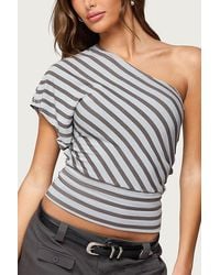 Edikted - Asymmetric Striped One Shoulder Top - Lyst