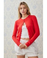 Urban Outfitters - Uo Red Crew Cardigan - Lyst