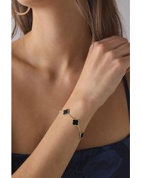 Electric Picks - Clover Charm Rhinestone Chain Bracelet - Lyst