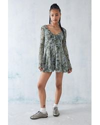 Urban Outfitters - Uo Eva Flocked Romper - Lyst