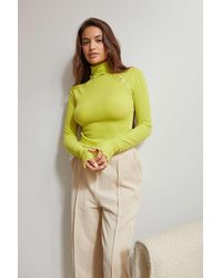 Out From Under Trina Seamed Turtle Neck Jumper - Green