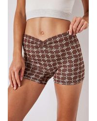 iets frans... Pinch Front Monogram Cycling Shorts - Brown