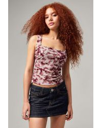 Urban Outfitters - Uo Elora Floral Flock Mesh Vest Top Jacket - Lyst