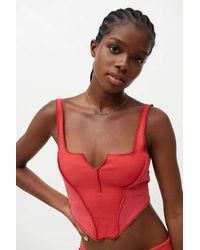 Out From Under Topanga Spliced Corset Top - Red