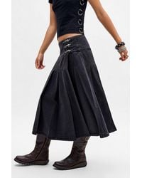 The Ragged Priest - Grey Pleated Midi Skirt - Lyst