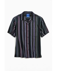 Without Walls Patterned Stripe Short Sleeve Button-down Shirt - Black