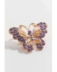Urban Outfitters Rhinestone Butterfly Brooch - Purple