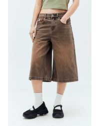 The Ragged Priest - Washed Brown Release Denim Shorts - Lyst