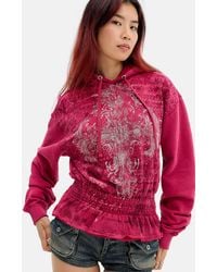 Silence + Noise - Silence + Noise Shirred Graphic Hoodie - Lyst