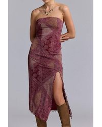 Urban Outfitters Uo Samara Mesh Strapless Midi Dress | Lyst