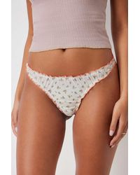 Out From Under - Ivory Ditsy Frill Mesh Thong - Lyst