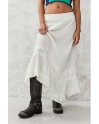 Urban Outfitters - Uo White Crinkle Asymmetrical Prairie Maxi Skirt - Lyst