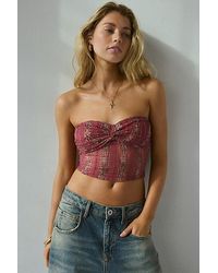 Vintage & ReMADE by UO - Remade By Uo Remnants Twist-Front Lace Tube Top - Lyst