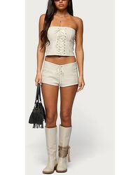 Edikted - Wilde Lace Up Faux Leather Shorts - Lyst