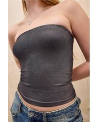Urban Outfitters - Uo Molly Ribbed Foil Bandeau Top - Lyst