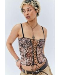 Jaded London - Leopard Lace-up Corset Top Uk 8 At Urban Outfitters - Lyst
