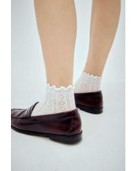 Out From Under - Pointelle Lettuce-edge Ankle Socks - Lyst