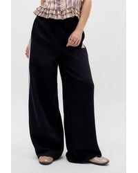 adidas - Black 3-stripes Wide Leg Track Pants - Lyst