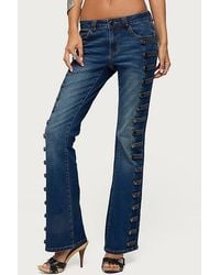 Edikted - Button Loop Low Rise Bootcut Jeans - Lyst