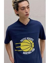 BDG - Navy Panelled Short Sleeve T-shirt - Lyst