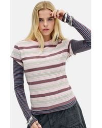 BDG - Spill The Tee Striped Double Layer Tee - Lyst