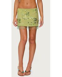 Edikted - Sheer Sequin Bead Fringed Mini Skirt - Lyst
