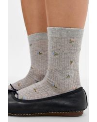 Out From Under - Floral Embroidered Socks - Lyst