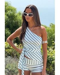 Edikted - Chantal Striped Foldover Shorts - Lyst