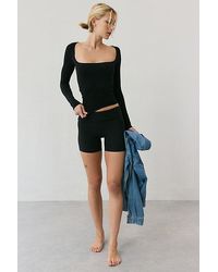 Out From Under - Ruby Square Neck Long Sleeve Cropped Tee - Lyst