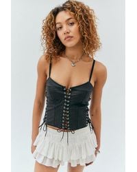 Urban Outfitters - Uo Kayla Faux Leather Punk Lace-Up Corset Top - Lyst