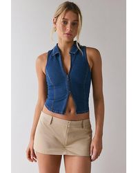 Urban Outfitters - Uo Ledia Fitted Seamed Zip-Front Vest Top Jacket - Lyst