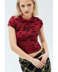 The Ragged Priest - Uo Exclusive Red Holey T-shirt - Lyst