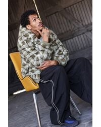 iets frans... - Green & White Hooded Borg Jacket - Lyst